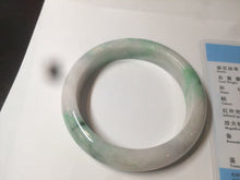 Load image into Gallery viewer, 56.4 mm certificated Type A 100% Natural sunny green/white/purple Jadeite Jade bangle S59-4130