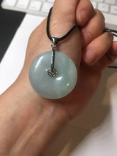 Load image into Gallery viewer, 28.6/5.6mm Type A 100% Natural sunny green light purple red Jadeite Jade Safety Guardian Button donuts Pendant group BP112