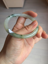 Load image into Gallery viewer, 52mm certified type A 100% Natural green/white with floating flowers slim oval jadeite jade bangle BP26-2670