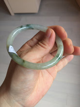 Load image into Gallery viewer, 52mm certified type A 100% Natural green/white with floating flowers slim oval jadeite jade bangle BP26-2670