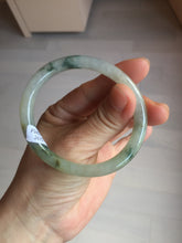 Load image into Gallery viewer, 52mm certified type A 100% Natural green/white with floating flowers slim oval jadeite jade bangle BP26-2670
