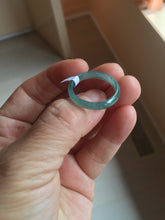 Load image into Gallery viewer, 18.8mm size 8 3/4 100% natural type A icy watery green/blue Guatemala jadeite jade band ring group PE27