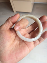 Load image into Gallery viewer, 52.7mm certified Type A 100% Natural white beige with yellow flying flowers Jadeite Jade bangle D158-3963