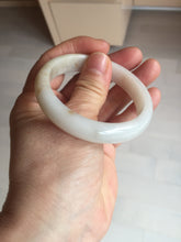 Load image into Gallery viewer, 52.7mm certified Type A 100% Natural white beige with yellow flying flowers Jadeite Jade bangle D158-3963