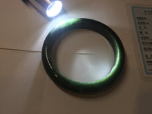 Load image into Gallery viewer, 62mm certified 100% natural Type A oily dark green gray black(老油青) jadeite jade bangle BS176-0054
