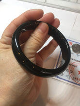 Load image into Gallery viewer, 60.4mm 100% Natural dark green/black meteorite Stellar Night sky broad style nephrite Jade bangle HF117-1025