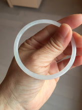 Load image into Gallery viewer, 54mm Certified Type A 100% Natural icy watery white/light purple/green flat skinny Jadeite Jade bangle BG217-8571