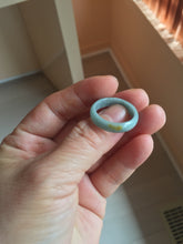 Load image into Gallery viewer, 18.8mm size 8 3/4 100% natural type A green/blue/yellow Guatemala jadeite jade band ring group PE128