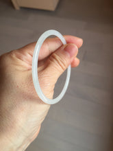 Load image into Gallery viewer, 54mm Certified Type A 100% Natural icy watery white/light purple/green flat skinny Jadeite Jade bangle BG217-8571