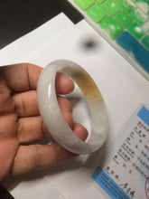 Load image into Gallery viewer, 50mm Certified Type A 100% Natural yellow/white oval shape Jadeite Jade bangle AY16-0762
