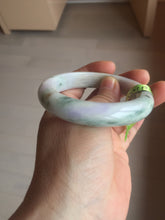 Load image into Gallery viewer, 55.2mm Certified Type A 100% Natural light green/purple/brown with green floating flowers Jadeite Jade bangle F86-6199