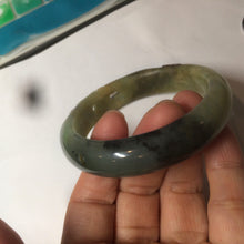 Load image into Gallery viewer, 51mm 100% Natural yellow/blue/brown/black carved bunny/window Xiu Jade (Serpentine) bangle XY11