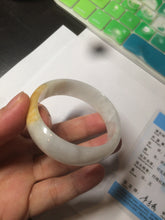 Load image into Gallery viewer, 50mm Certified Type A 100% Natural yellow/white oval shape Jadeite Jade bangle AY16-0762