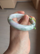 Load image into Gallery viewer, 55.2mm Certified Type A 100% Natural light green/purple/brown with green floating flowers Jadeite Jade bangle F86-6199