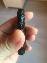 Load image into Gallery viewer, 100% Natural dark green/black jadeite jade(Mocui, 墨翠) GuanYin(观音) Pendant/handhold worry stone BL142