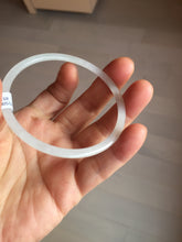 Load image into Gallery viewer, 56mm Certified Type A 100% Natural icy watery white/light purple/green flat slim Jadeite Jade bangle BG217-8571