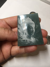Load image into Gallery viewer, 100% Natural type A green/blue/gray Guatemala jadeite Jade shadow carving buddha pendant necklace BP114
