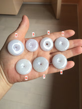 Load image into Gallery viewer, 22.3-26.6mm Type A 100% Natural light purple white Jadeite Jade Safety Guardian Button donuts Pendant BF136