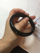 Load image into Gallery viewer, 60.4mm 100% Natural dark green/black meteorite Stellar Night sky broad style nephrite Jade bangle HF117-1025