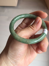 Load image into Gallery viewer, 50.5mm certificated Type A 100% Natural dark green/gray round cut oval Jadeite Jade bangle D157-5372
