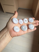 Load image into Gallery viewer, 22.3-26.6mm Type A 100% Natural light purple white Jadeite Jade Safety Guardian Button donuts Pendant BF136