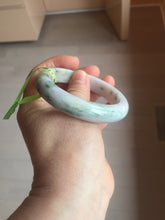 Load image into Gallery viewer, 55.2mm Certified Type A 100% Natural light green/purple/brown with green floating flowers Jadeite Jade bangle F86-6199