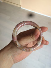 Load image into Gallery viewer, 52.3mm 100% natural pink/golden round cut rose stone (Rhodonite)bangle XY78