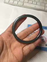 Load image into Gallery viewer, 54.5mm Certified Type A 100% Natural dark green/blue/gray Guatemala slim round cut Jadeite bangle PD180-2494