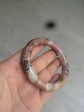 Load image into Gallery viewer, 52.3mm 100% natural pink/golden round cut rose stone (Rhodonite)bangle XY78