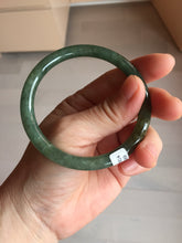 Load image into Gallery viewer, 57.4mm Certified 100% natural Type A oily dark green/ gray/brown (老油青) slim round cut jadeite jade bangle PB319-0599