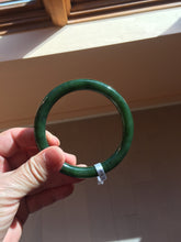 Load image into Gallery viewer, 60.2mm certified 100% Natural dark green/black round cut nephrite (碧玉) bangle HN173-9134