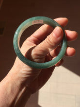 Load image into Gallery viewer, 58.6mm Certified Type A 100% Natural Light Green/Blue/Gray With Flying Snow Guatemala Jadeite Bangle PH268-1238