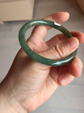 Load image into Gallery viewer, 57.4mm Certified 100% natural Type A oily dark green/ gray/brown (老油青) slim round cut jadeite jade bangle PB319-0599