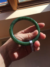 Load image into Gallery viewer, 60.2mm certified 100% Natural dark green/black round cut nephrite (碧玉) bangle HN173-9134