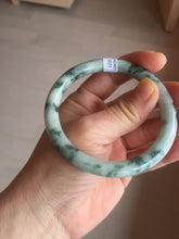 Load image into Gallery viewer, 57.9mm certified Type A 100% Natural light green with floating green flowers round cut Jadeite Jade bangle AU12-3021
