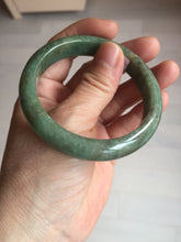 Load image into Gallery viewer, 55.5mm Certified Type A 100% Natural dark green/gray Jadeite Jade bangle D156-5371