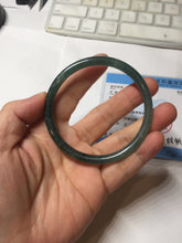 Load image into Gallery viewer, 58.2mm Certified Type A 100% Natural dark green/blue/gray Guatemala slim round cut Jadeite bangle PD181-2479