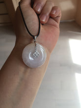 Load image into Gallery viewer, 29.4/6.7mm Type A 100% Natural light purple yellow Jadeite Jade Safety Guardian Button donuts Pendant BP113