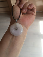 Load image into Gallery viewer, 29.4/6.7mm Type A 100% Natural light purple yellow Jadeite Jade Safety Guardian Button donuts Pendant BP113