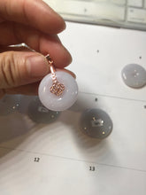 Load image into Gallery viewer, 22.3-26.6mm Type A 100% Natural light purple white Jadeite Jade Safety Guardian Button donuts Pendant BF136