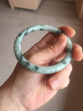Load image into Gallery viewer, 57.9mm certified Type A 100% Natural light green with floating green flowers round cut Jadeite Jade bangle AU12-3021