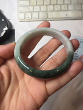 Load image into Gallery viewer, 53.5mm certified 100% natural Type A oily dark green gray black(老油青) half mountain half water (半山半水) oval jadeite jade bangle BS178-0061