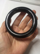 Load image into Gallery viewer, 54.9mm certified 100% Natural black(MO YU 墨玉) meteorite Stellar Night sky chubby round cut nephrite bangle HF119-8244