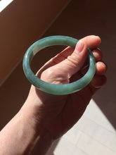 Load image into Gallery viewer, 61.4mm Certified Type A 100% Natural Light Green/Blue/Gray With Flying Snow Guatemala Jadeite Bangle PH266-1243