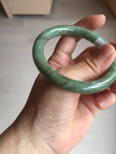 Load image into Gallery viewer, 55.5mm Certified Type A 100% Natural dark green/gray round cut Jadeite Jade bangle D155-5370