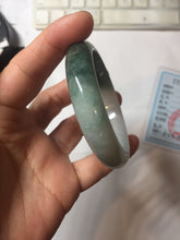Load image into Gallery viewer, 53.5mm certified 100% natural Type A oily dark green gray black(老油青) half mountain half water (半山半水) oval jadeite jade bangle BS178-0061