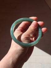 Load image into Gallery viewer, 61.4mm Certified Type A 100% Natural Light Green/Blue/Gray With Flying Snow Guatemala Jadeite Bangle PH266-1243
