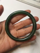 Load image into Gallery viewer, 57.2mm 100% Natural dark green(碧玉) round cut nephrite Jade bangle HF88