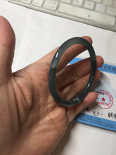 Load image into Gallery viewer, 54.8mm Certified Type A 100% Natural dark green/blue/gray Guatemala slim round cut Jadeite bangle PD182-2480
