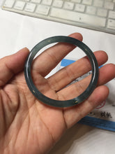 Load image into Gallery viewer, 54.8mm Certified Type A 100% Natural dark green/blue/gray Guatemala slim round cut Jadeite bangle PD182-2480